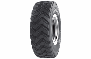 Angled view of an Ascenso GLT 2100 off-road tire showing deep, rugged tread and sidewall branding on a transparent background.