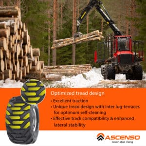 Ascenso Forestry Forwarder Tire FFB-841 traction tread design self cleaning